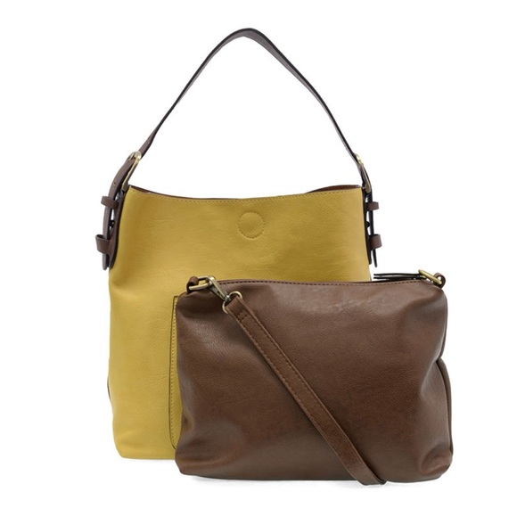 Joy Susan Handbags - Mustard Yellow Leather Shoulder Bag with pouch/crossbody bag - NWT